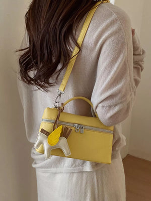 Adjustable Strap Crossbody Bag in Yellow, close-up detail