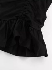 Puff Sleeve Ruffled Hem Mini Dress