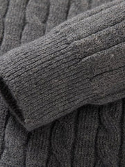 Men's Cable Knit Half-zip Sweater Plus Size in Black, view 12