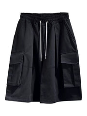 Men's Full Size Cargo Shorts With Drawstring Waist in Khakis, editorial view