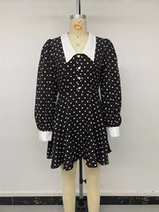 Charming Polka Dot Dress With Peter Pan Collar