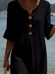 Full Size Casual Button Midi Dress With Ruffle Sleeves in Yellow, model styling view