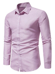 Pink micro-dotted slim fit cotton button-up shirt