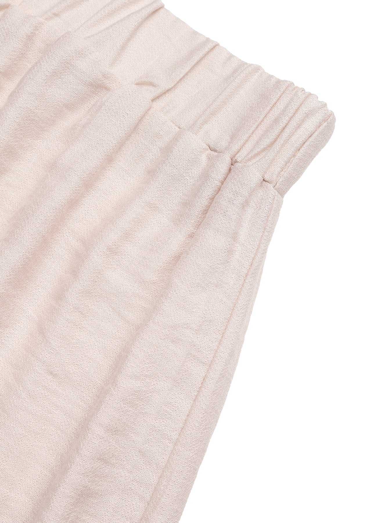 Beige casual shorts with elastic waist and drawstring detail