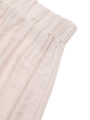 Beige casual shorts with elastic waist and drawstring detail