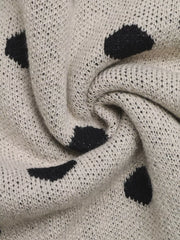 Polka Dot Dropped Shoulder Sweater in Khaki, editorial view