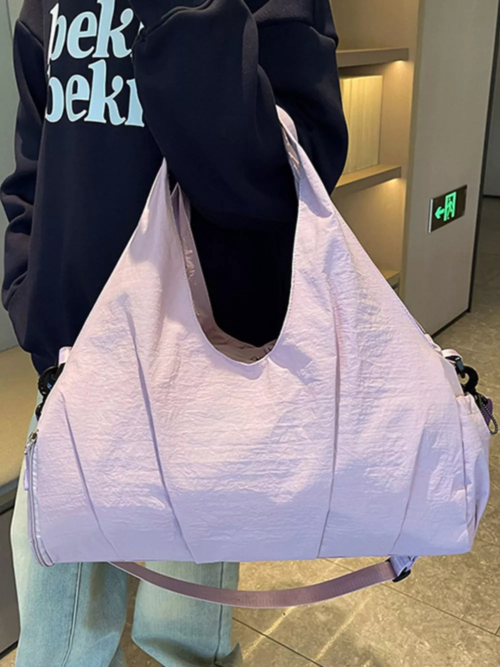 Chic Ruched Nylon Travel Bag