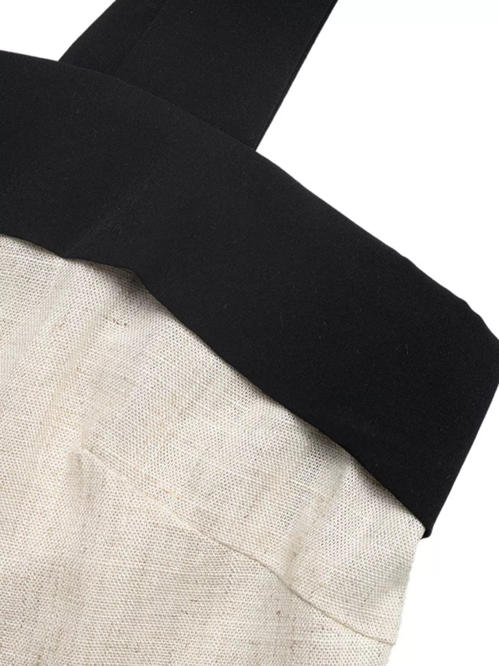 Linen-blend cami with black contrast trim and straps