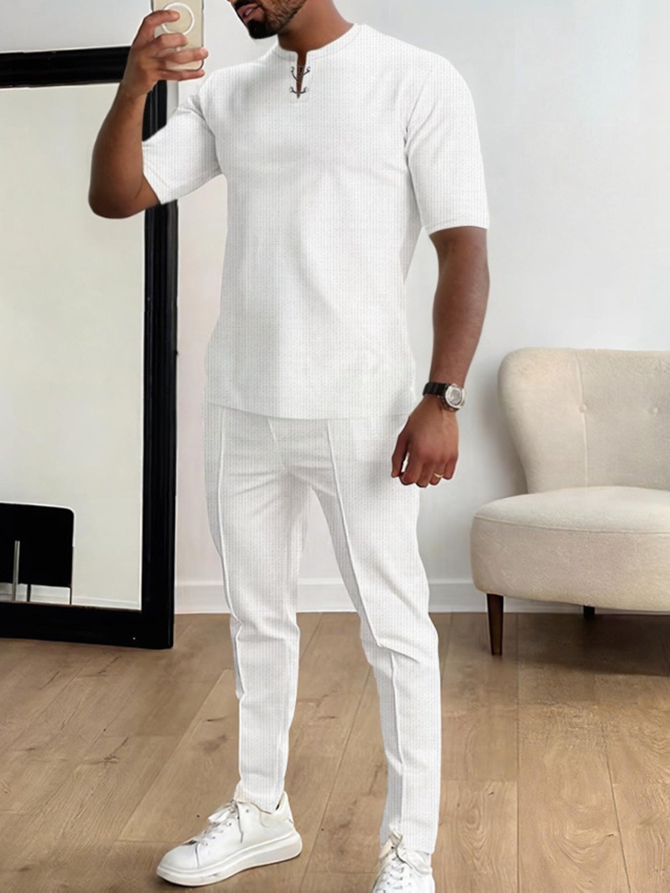 Men's Casual Short-sleeve Lounge Set Plus Size, side view