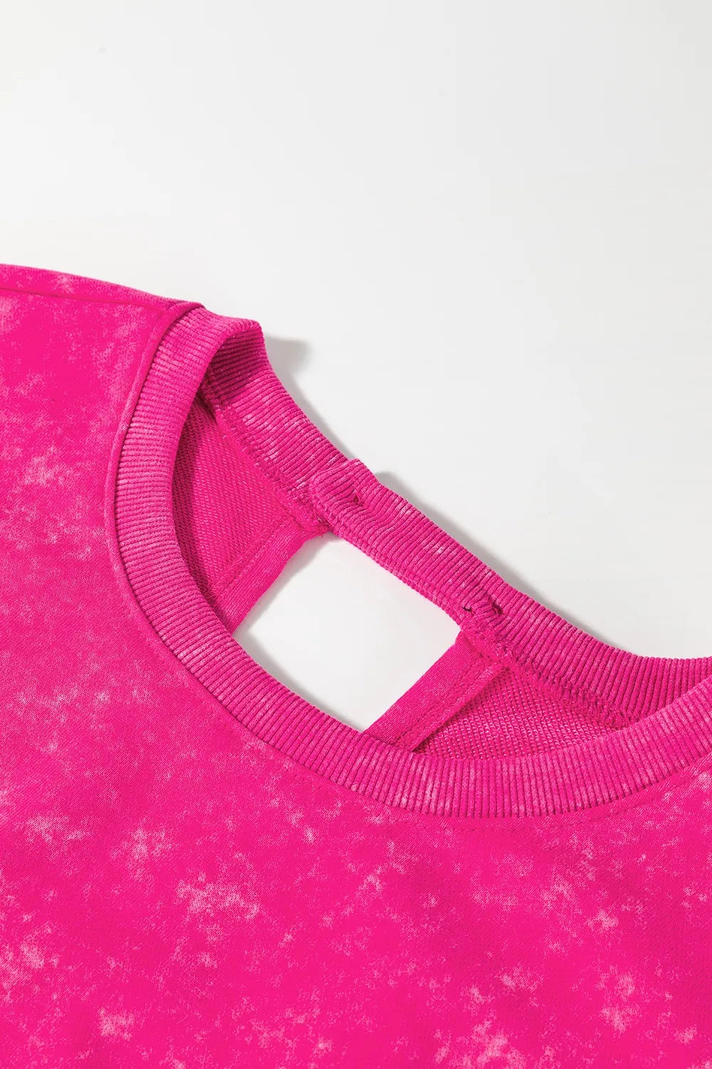 Hot pink acid wash tee with back cutout detail