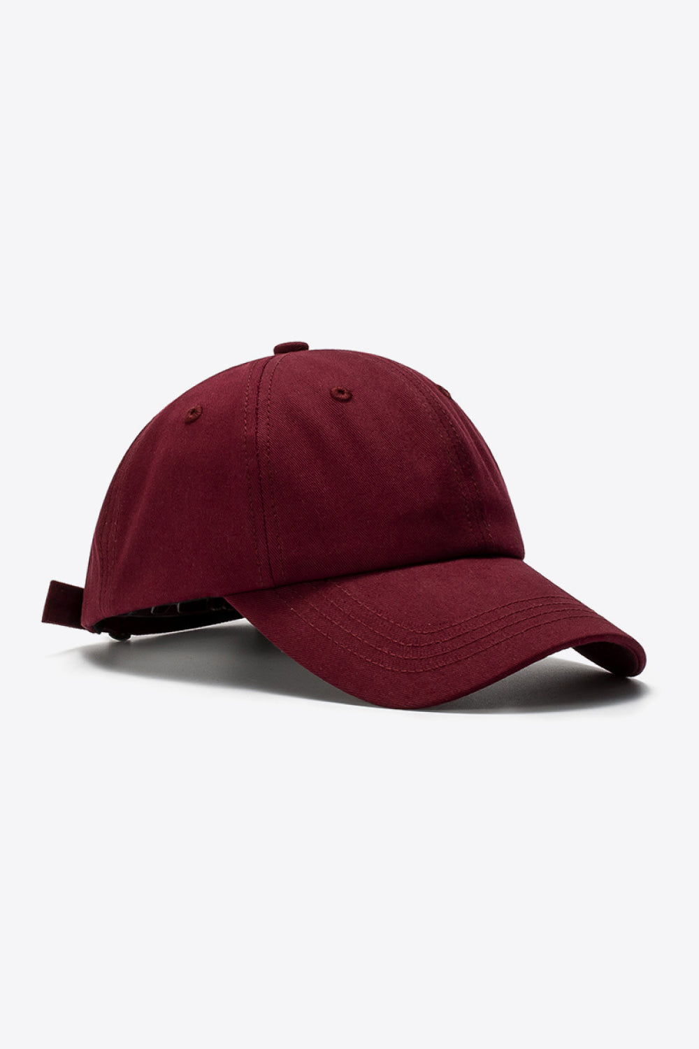 Wine cotton baseball cap with adjustable strap