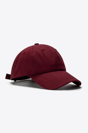 Wine cotton baseball cap with adjustable strap