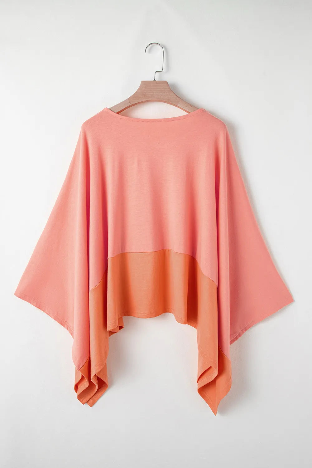 Colorblock drape batwing blouse in sherbet with asymmetrical hem
