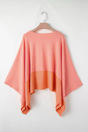 Colorblock drape batwing blouse in sherbet with asymmetrical hem