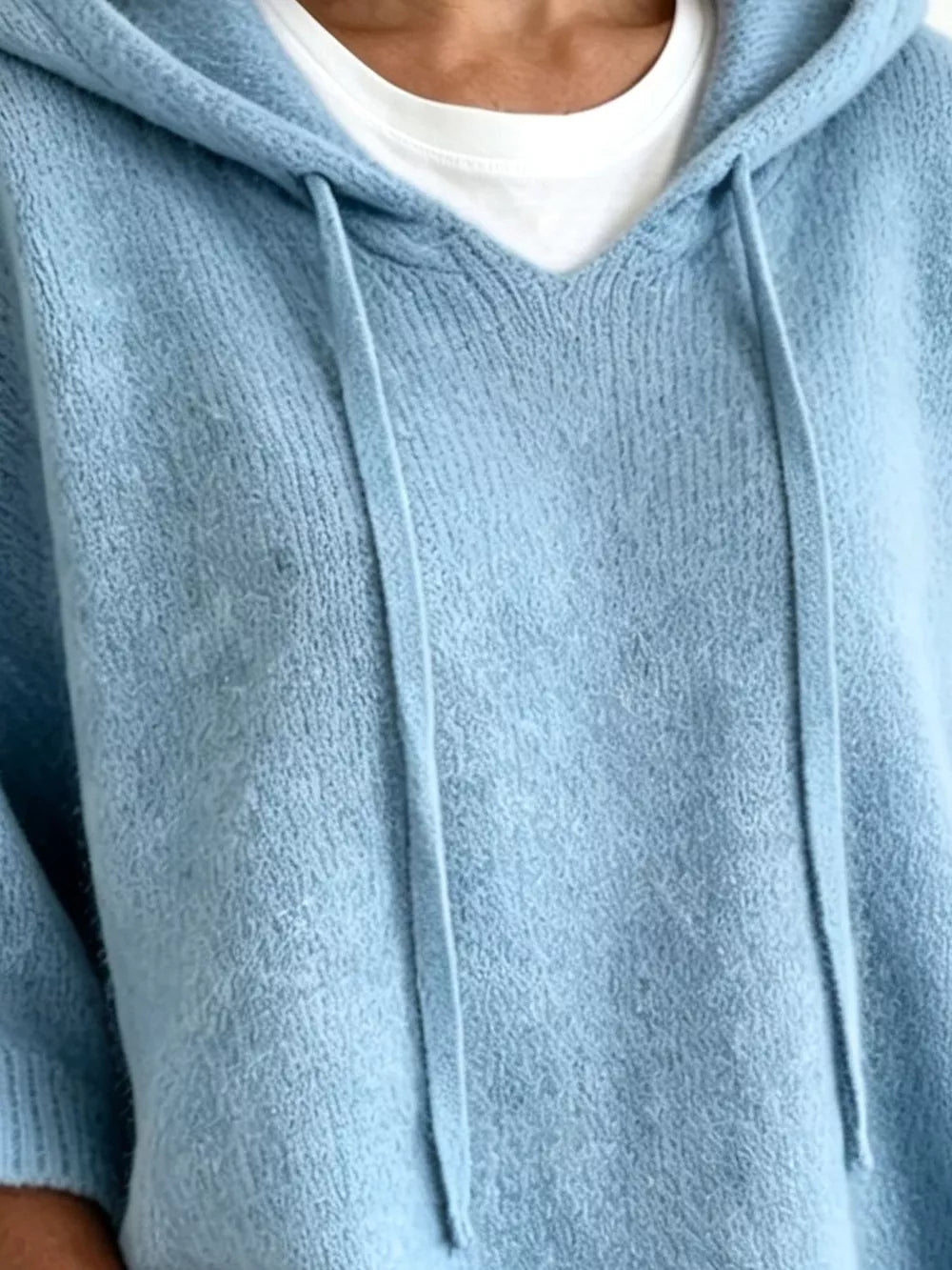 Striped Hooded Sweater With Button Detail in Blue, view 20