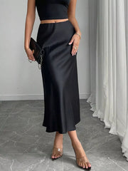 Satin Midi Skirt, model styling view