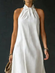 Full Size Halter Neck Maxi Dress Plus Size, model styling view