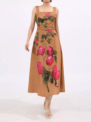 Painterly Floral A-line Midi Dress