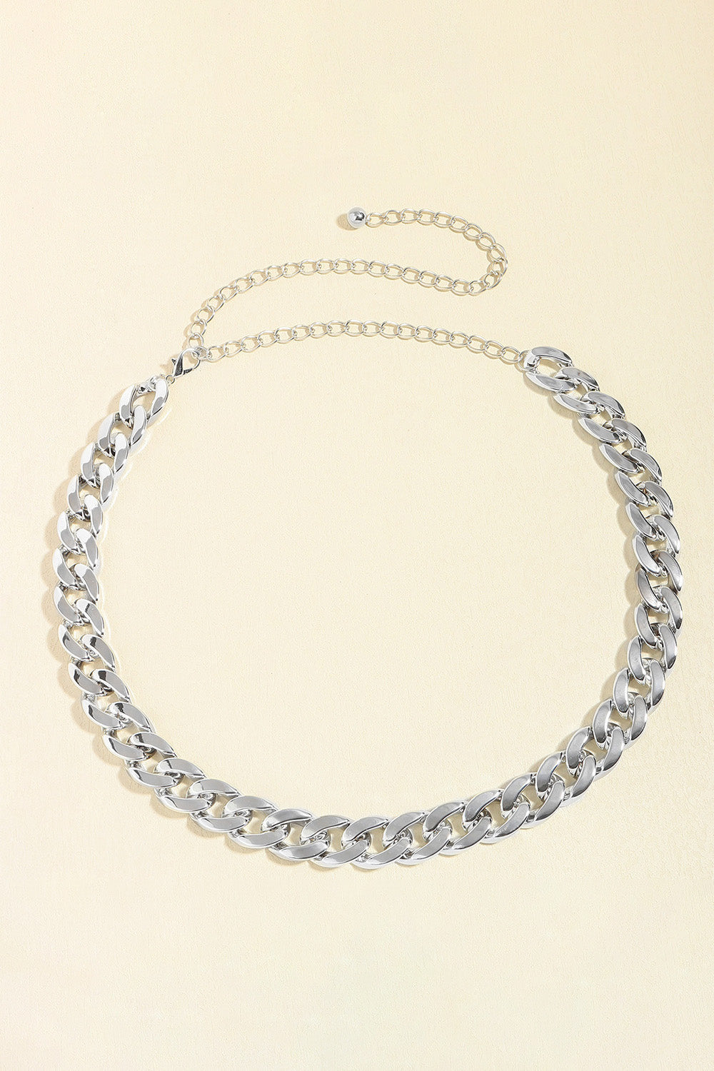 Silver chunky curb chain belt with adjustable extender