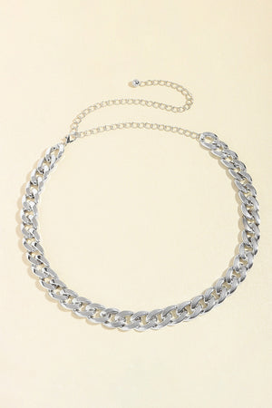 Silver chunky curb chain belt with adjustable extender