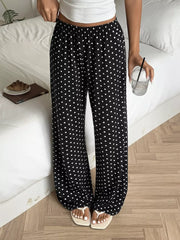 Polka Dot Wide-leg Pants in Black, side view