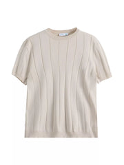 Men's plus size ribbed crew neck tee in Apricot, lightweight cotton blend.