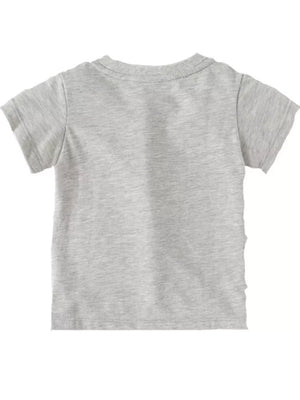 Baby t-shirt, grey, short sleeves, crew neck, plain back
