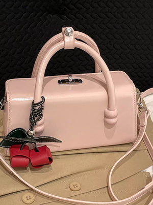 Top Handle Crossbody Bag in Pink, fit detail