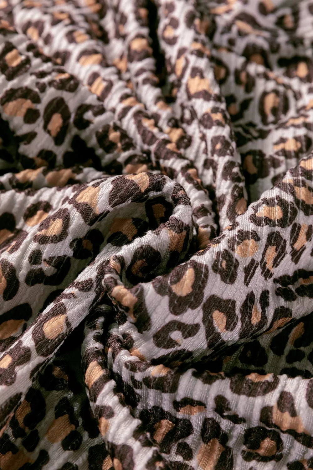 Leopard print ribbed loungewear ensemble fabric detail
