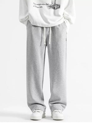 Light gray casual loose fit sweatpants with drawstring waist and pockets