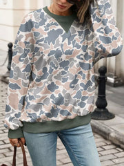 Dark Gray sweatshirt with pullover and leaf-print