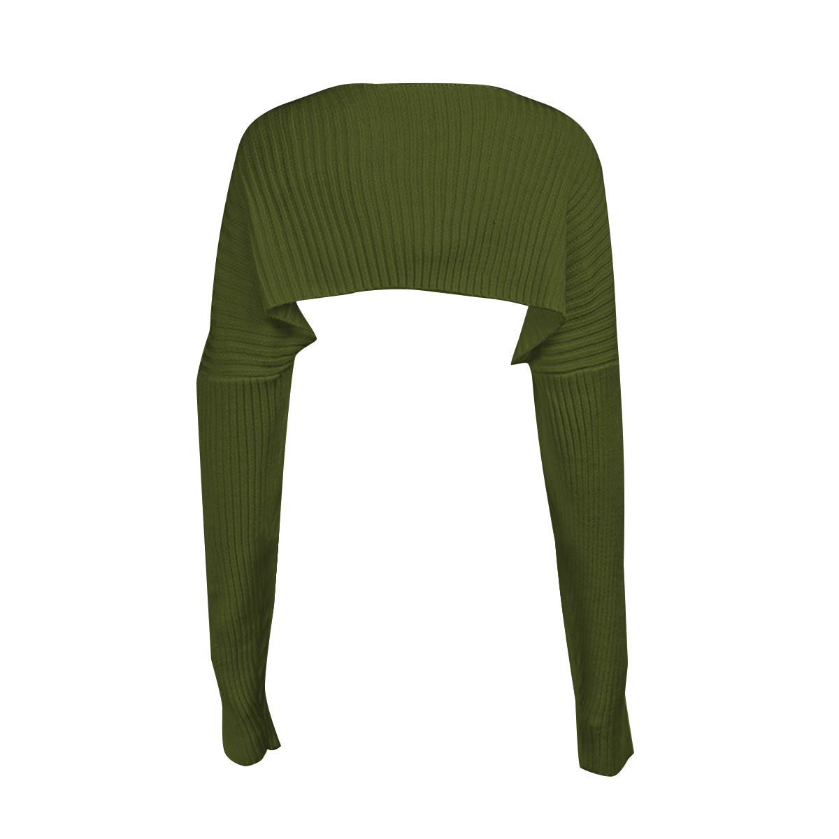 Ribbed knit shrug in Army Green with extended sleeves