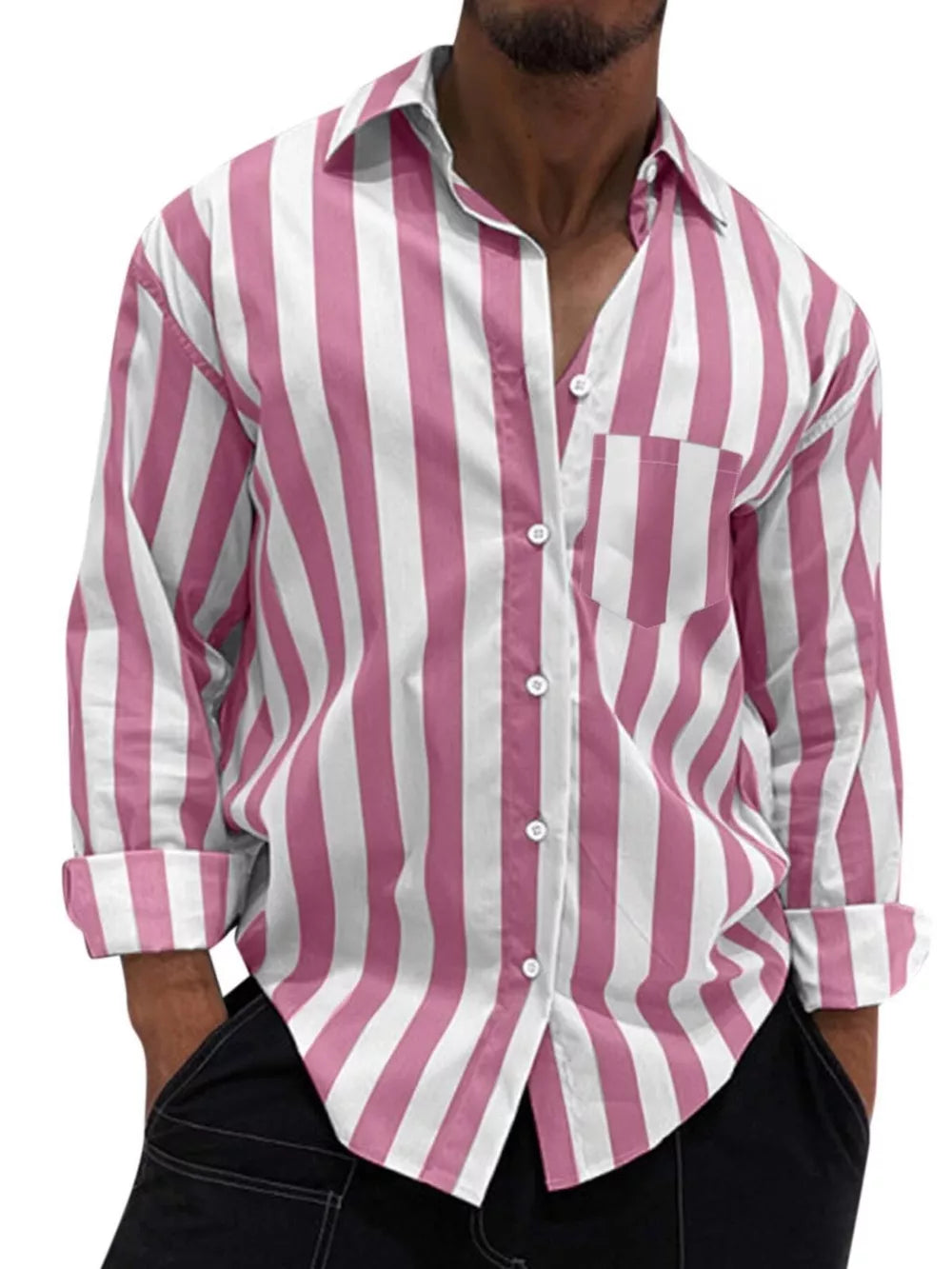 Men's Button Up Long Sleeve Shirt in Deep Teal, fabric detail