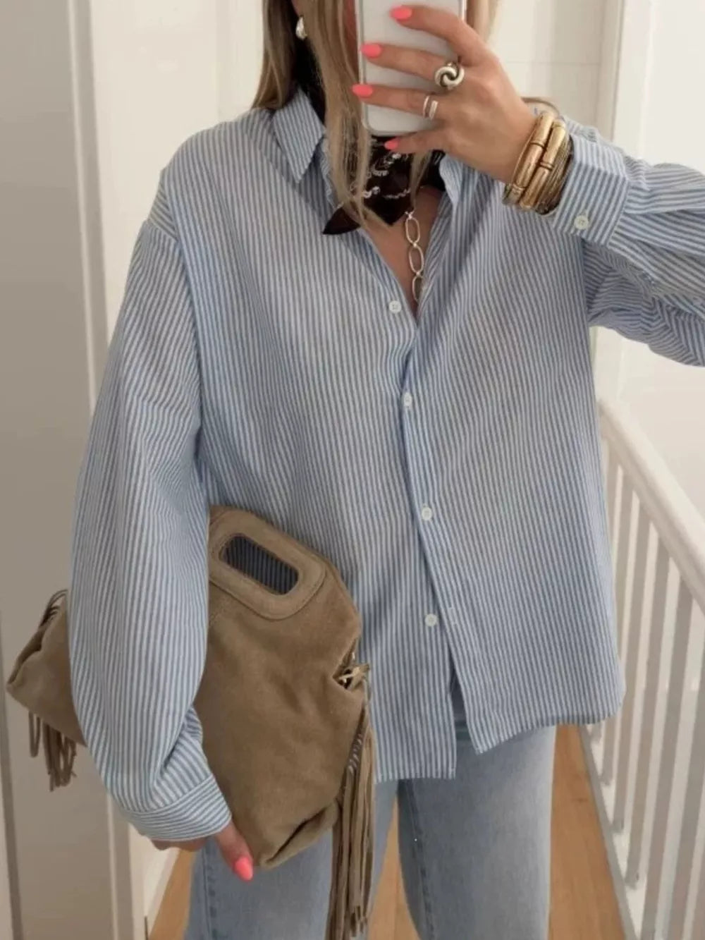 Classic Striped Button-down Shirt, front view