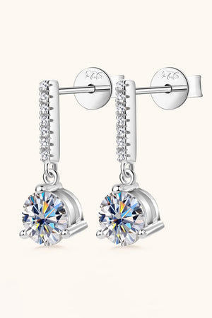 Silver drop earrings with cubic zirconia and bar detail