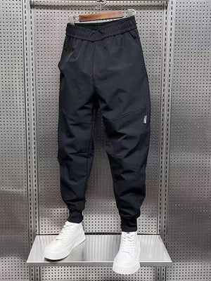 Men's Plus Size Drawstring Loose Fit Joggers, close-up detail