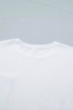 White cotton t-shirt with crew neck and pocket detail