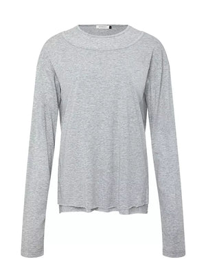 Men's Long-sleeve Round Neck T-shirt in White, front view