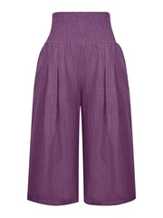 Effortless Smocked Wide-leg Capri Pants