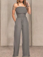 Effortless Strapless Smocked Jumpsuit