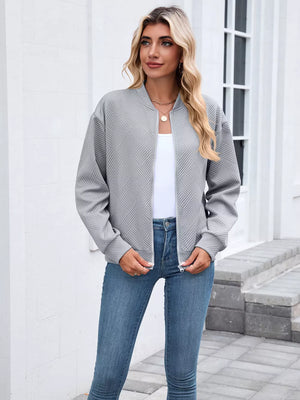 modern bomber jacket in Khaki Color with crew neck