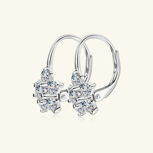 Silver celestial cluster huggie hoop earrings with clear gemstones