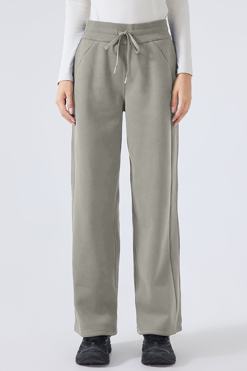 Sage relaxed palazzo sweatpants with drawstring waist and pockets