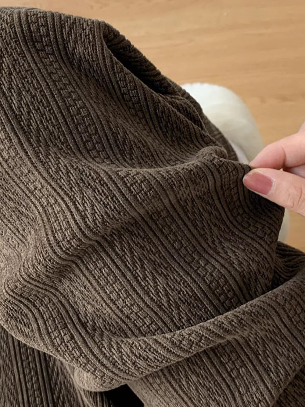 Corduroy Wide-leg Pants, close-up detail