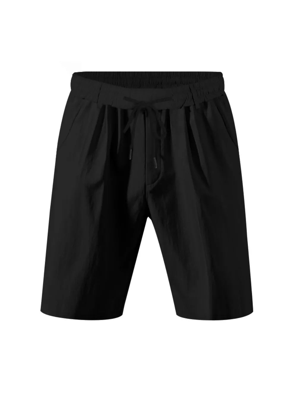 Black chino shorts with drawstring waist and pockets