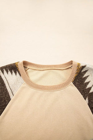 Sequined Rodeo Graphic Aztec Bubble Sleeve Sweatshirt, product detail