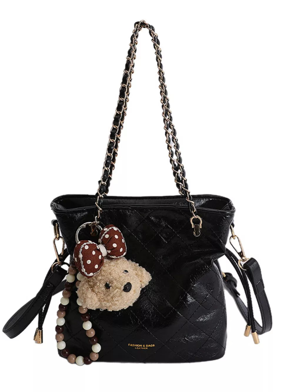 Pu Leather Crossbody Bag in White, model styling view