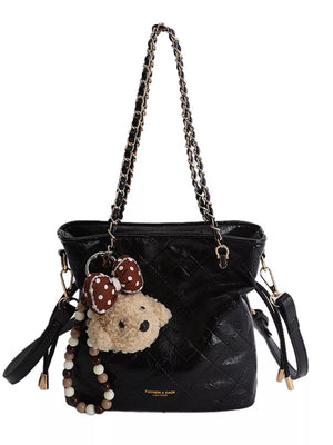 Pu Leather Crossbody Bag in White, model styling view