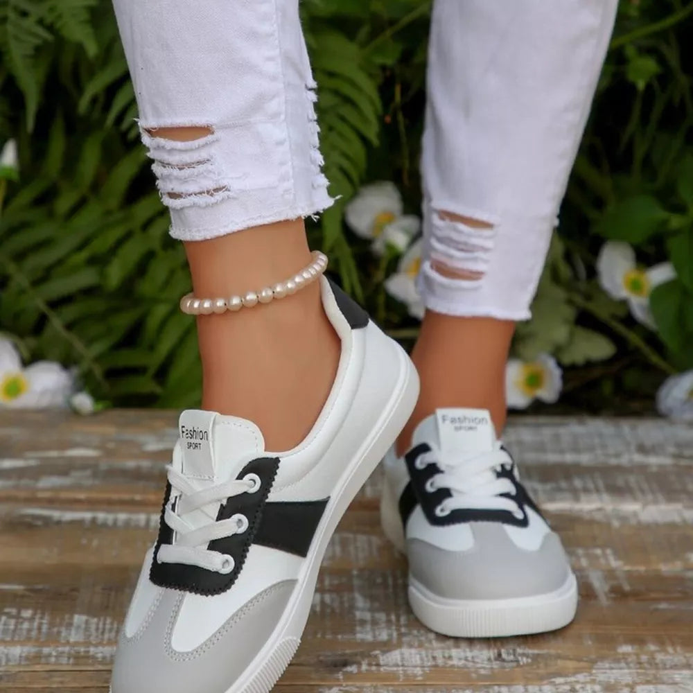 Round Toe Lace Up Sneakers, front view