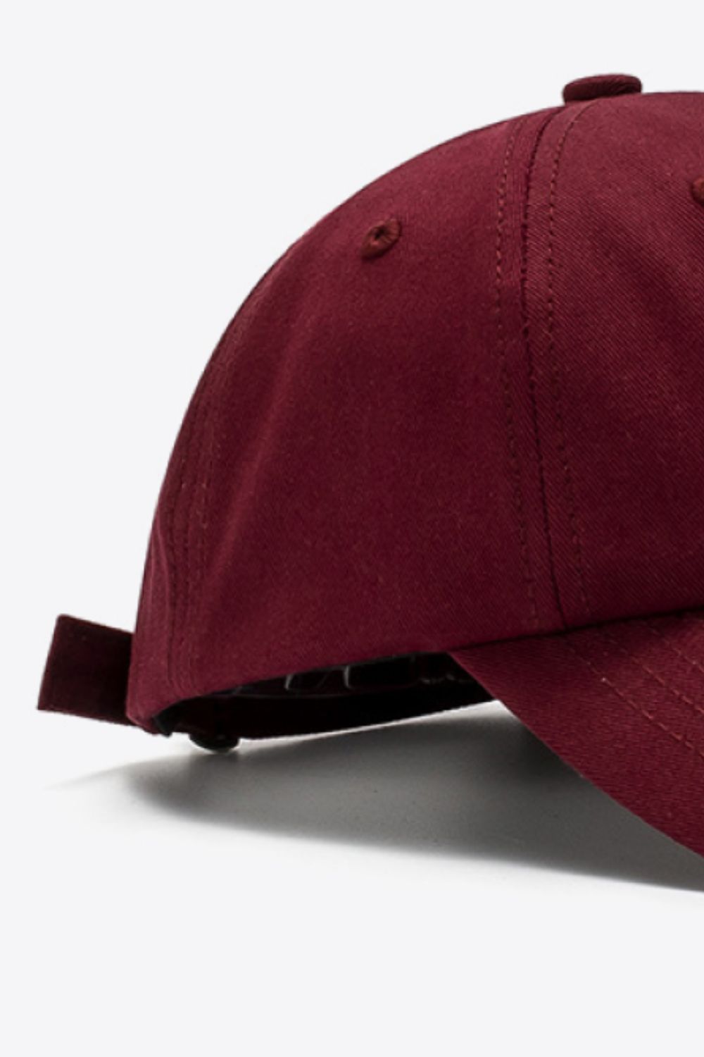 Wine cotton baseball cap with adjustable strap detail